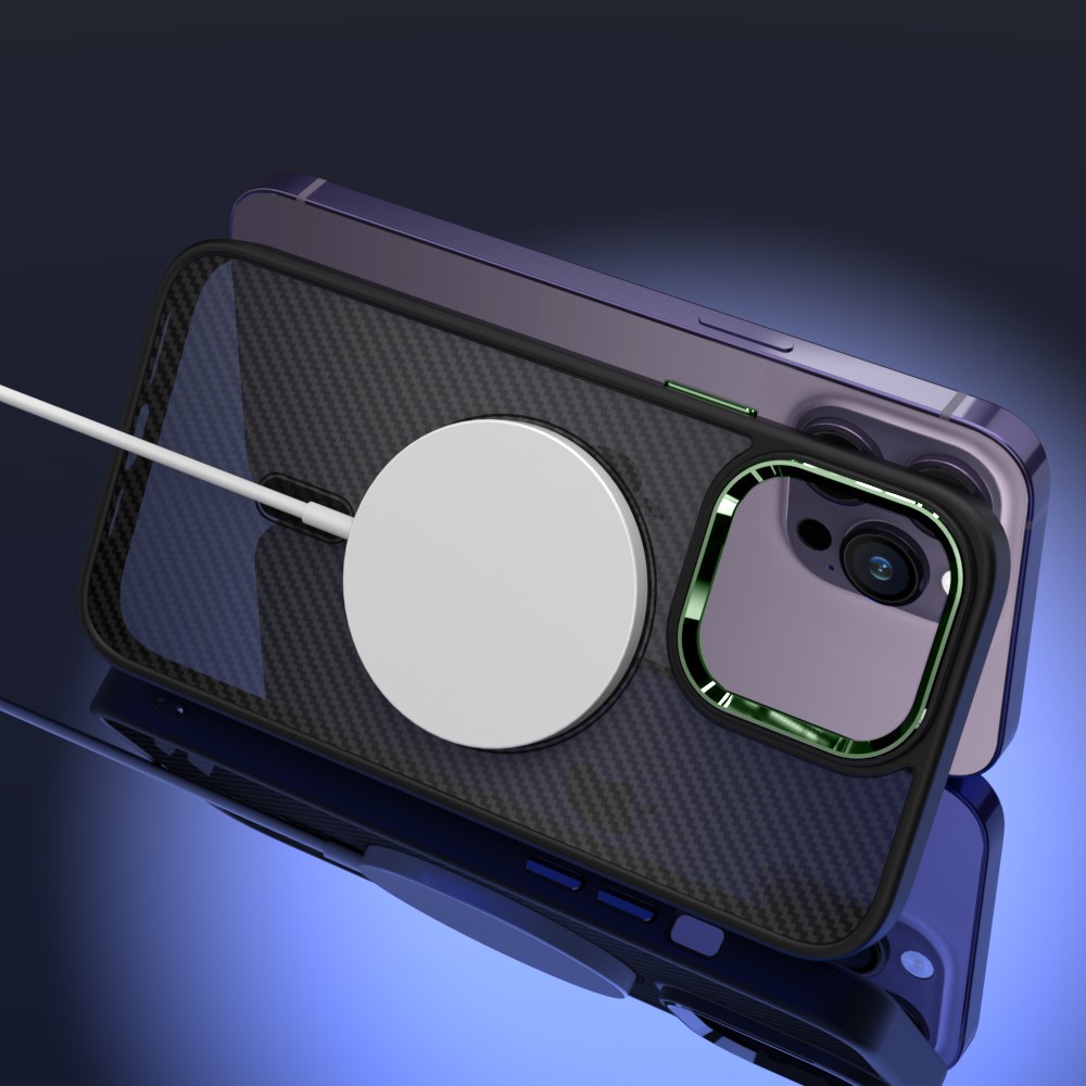 Husa Carbon Magnetica TelProtect pentru Iphone 15 Negru -Verde - 1 | YEO